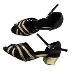 ANGIE BLACK/GOLD -  BLOCK HEEL